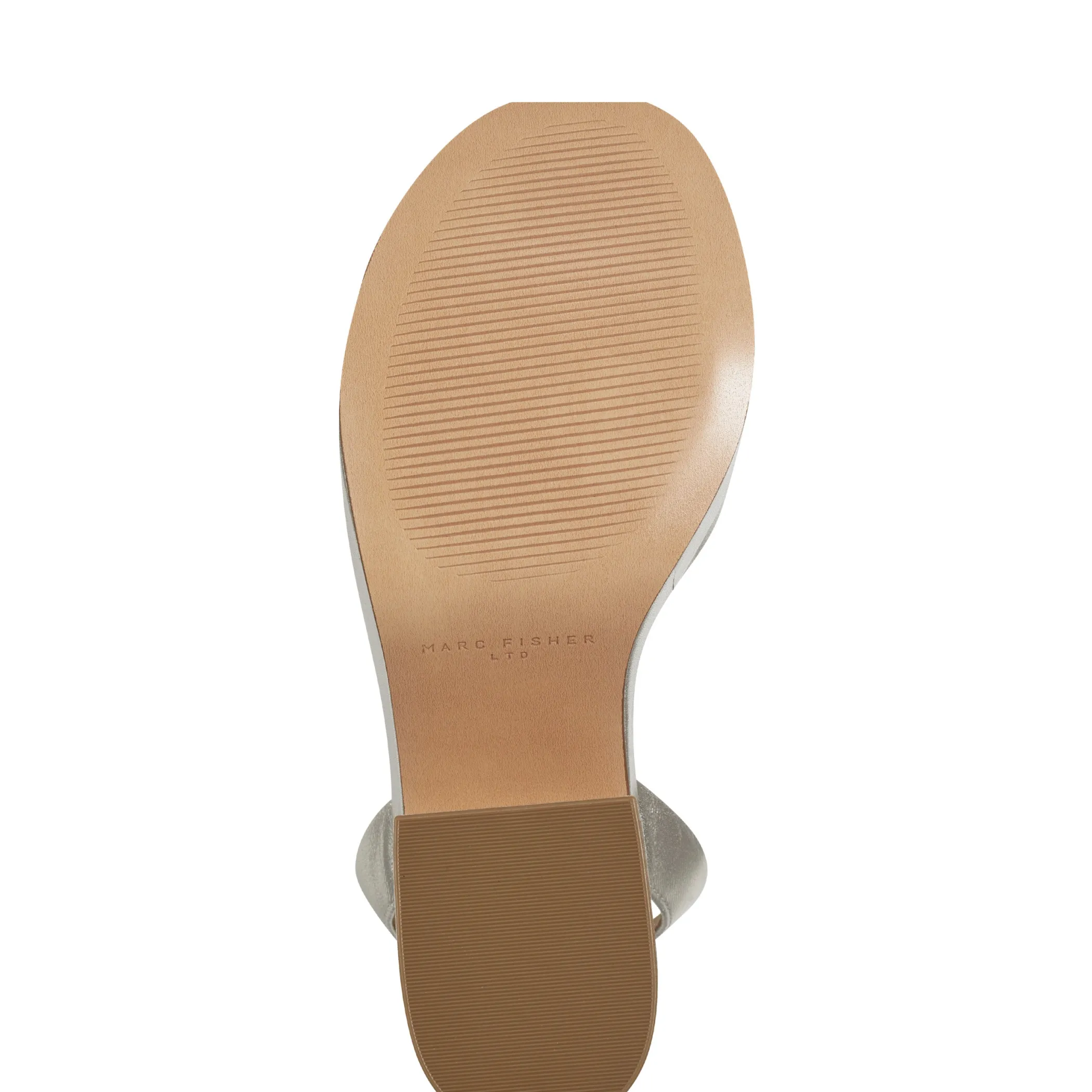 New Marc Fisher Razza Block Heel Platform Sandal Platino Leather