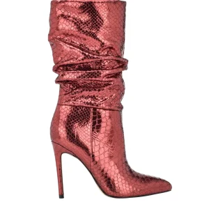 Best Marc Fisher Romy Heeled Boot Red Snake Suede