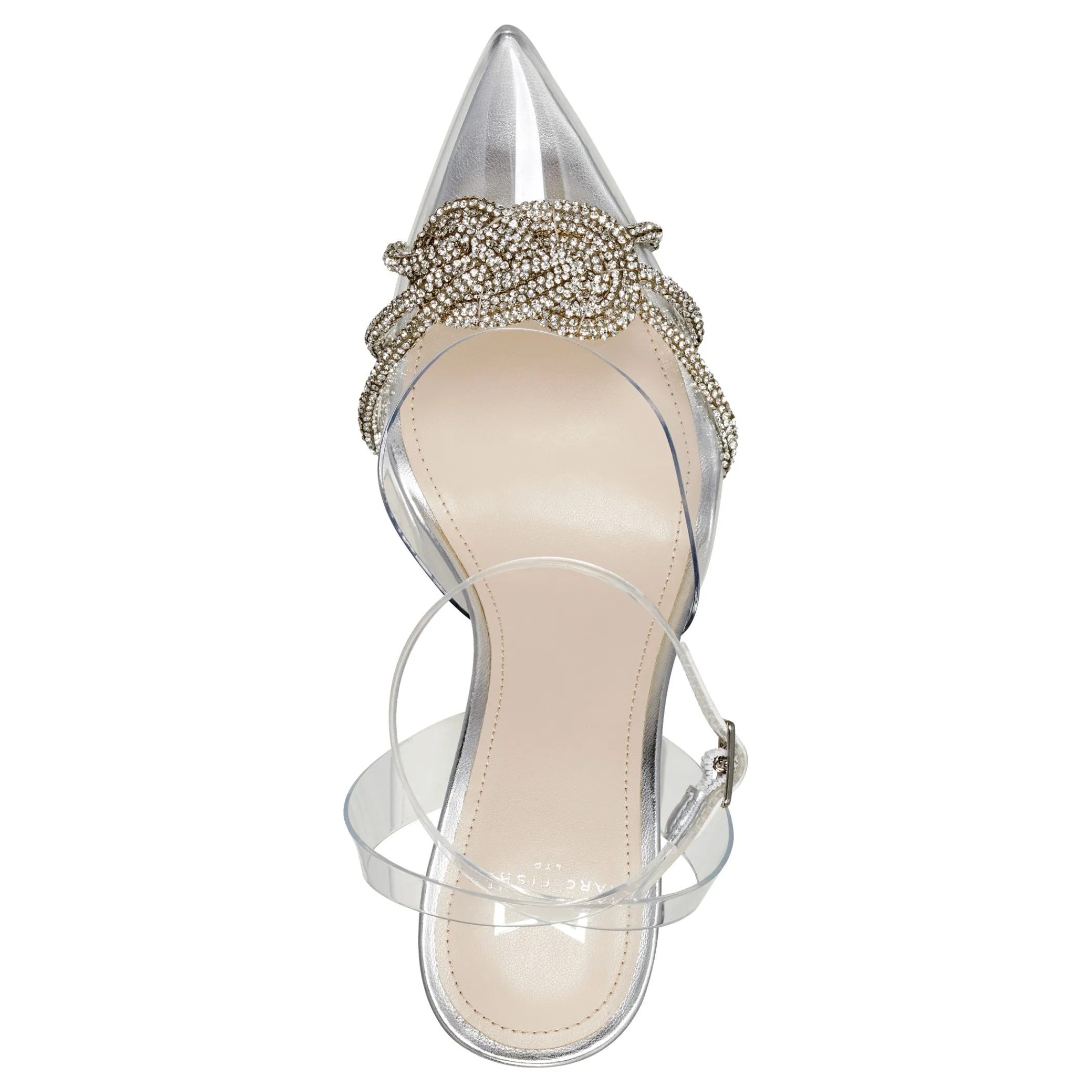 Clearance Marc Fisher Samira Ankle Wrap Pump Silver/Clear Crystal