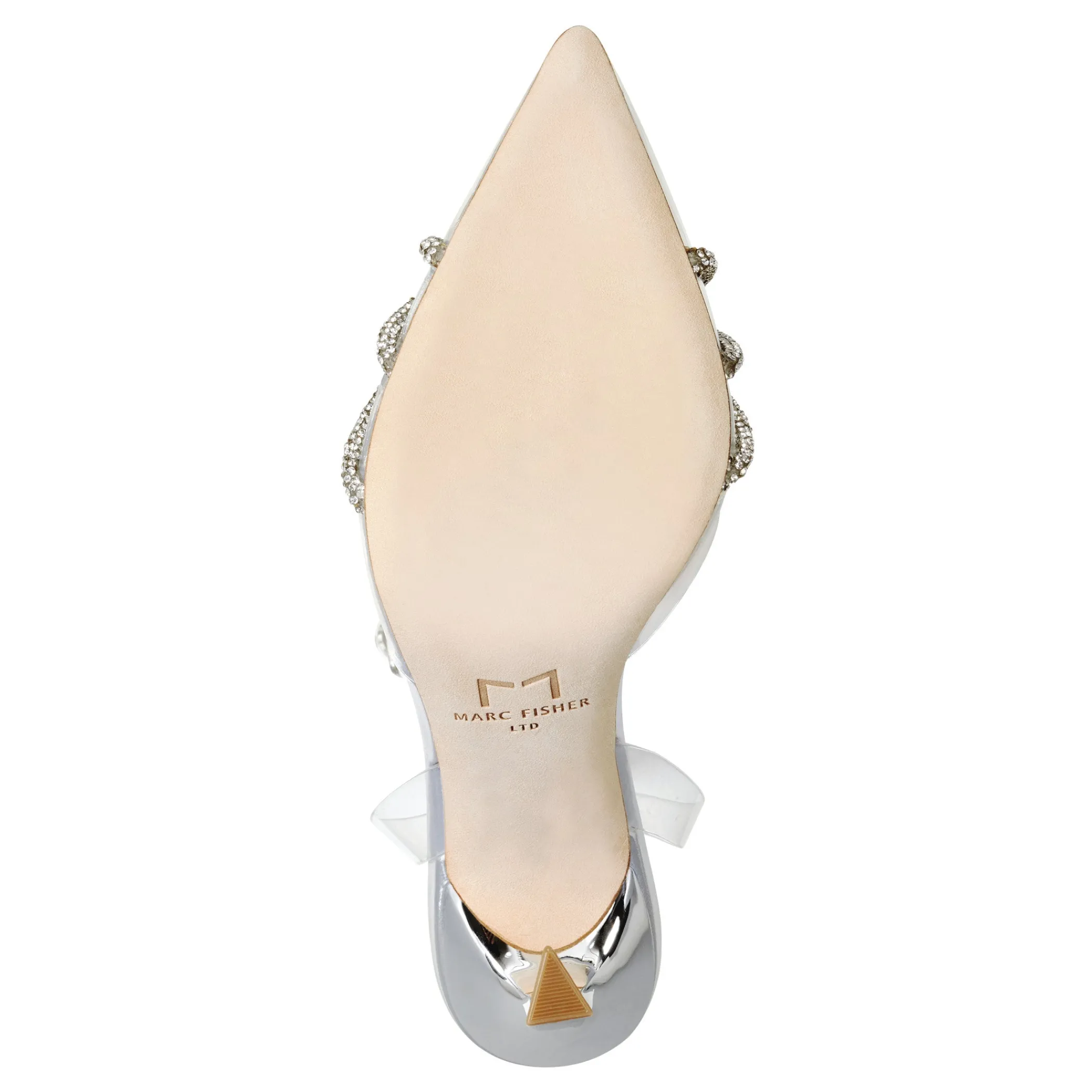 Clearance Marc Fisher Samira Ankle Wrap Pump Silver/Clear Crystal