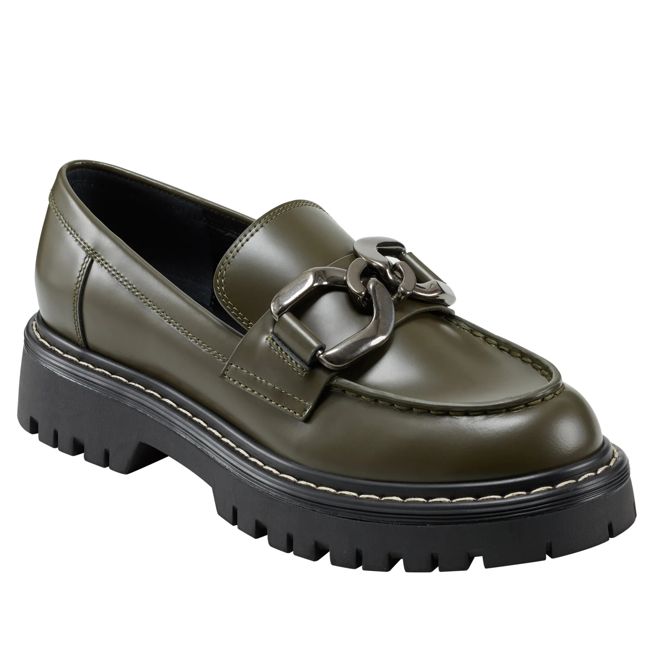 Store Marc Fisher Trisca Lug Sole Chain Loafer Olive