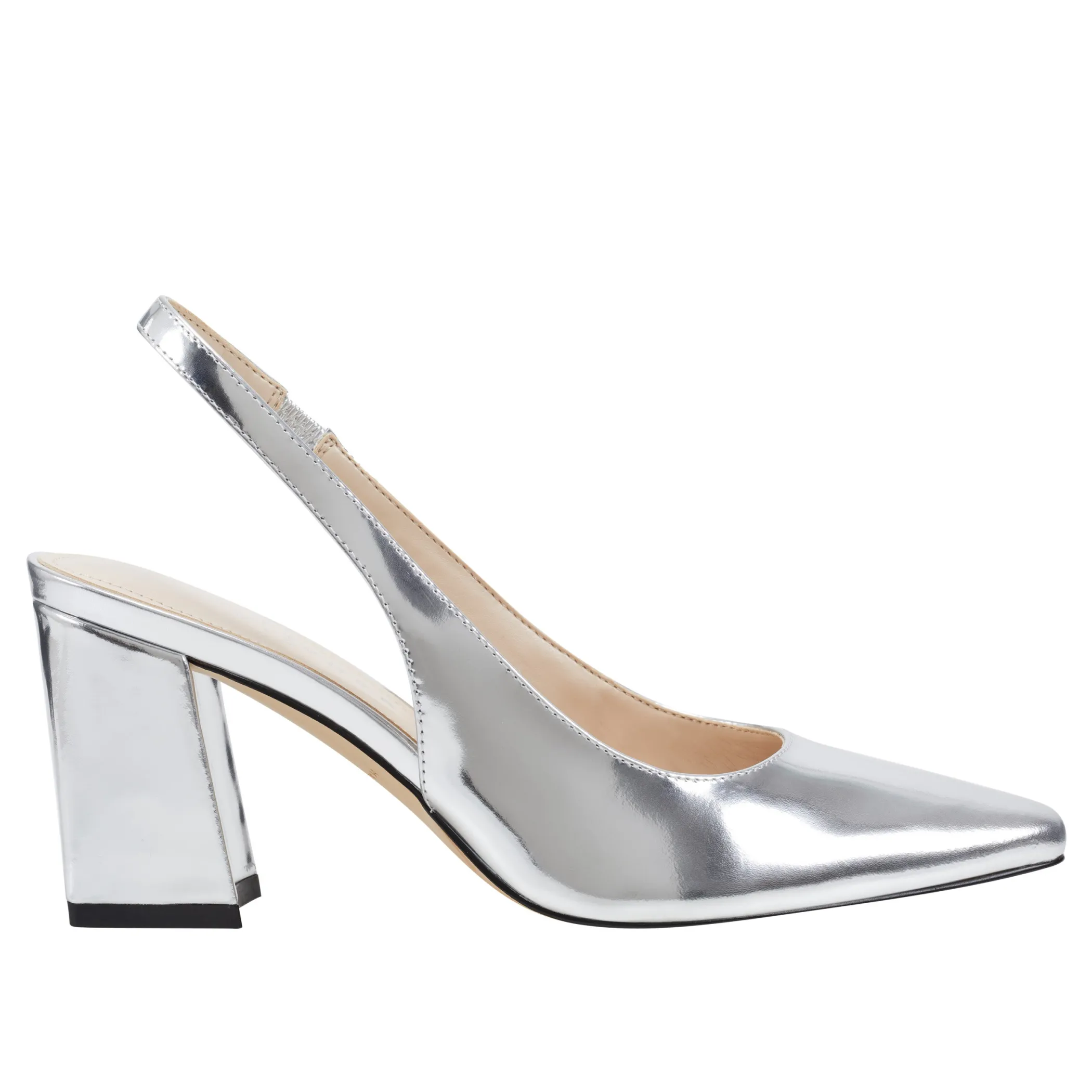 Best Sale Marc Fisher Valinda Slingback Heel Silver Leather