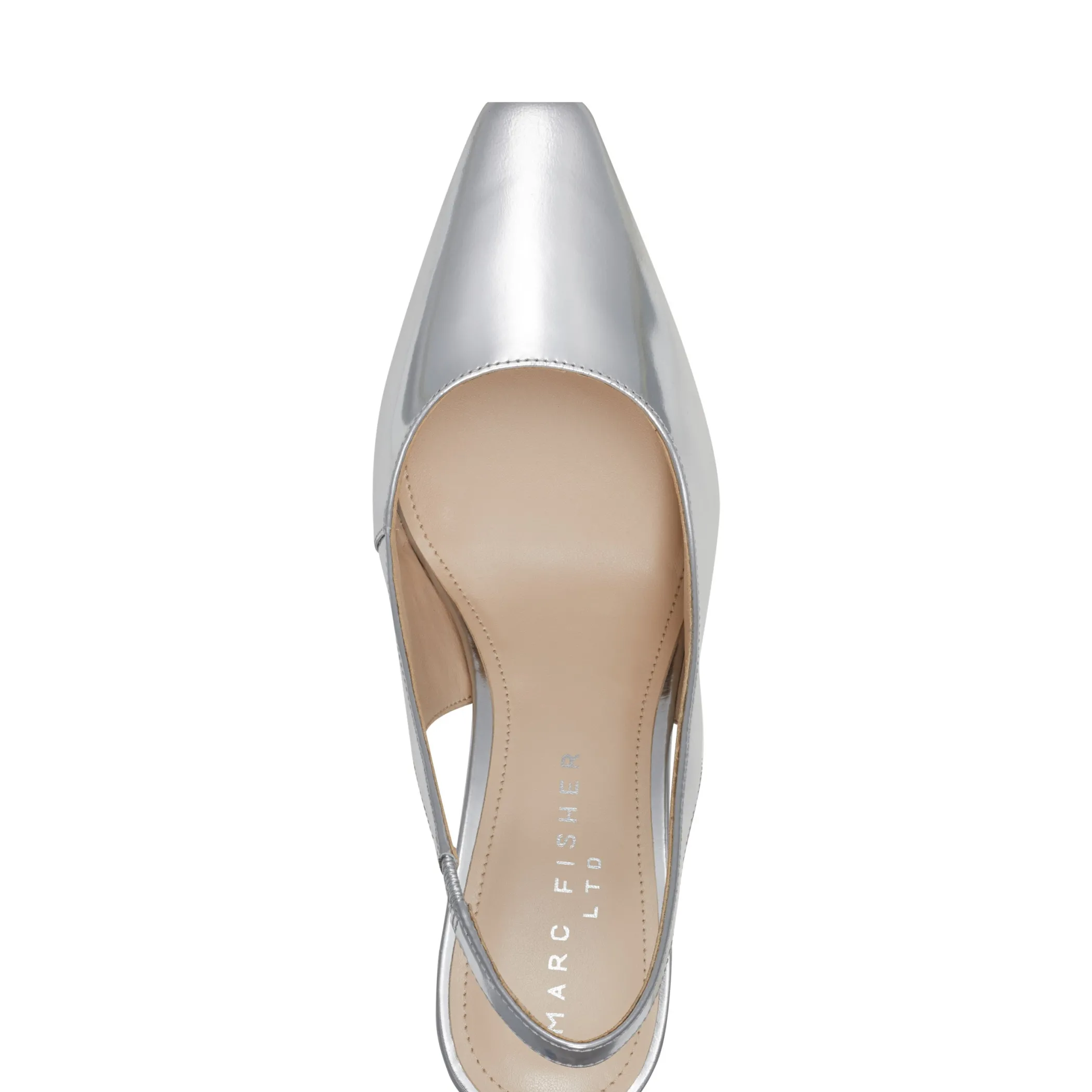 Best Sale Marc Fisher Valinda Slingback Heel Silver Leather