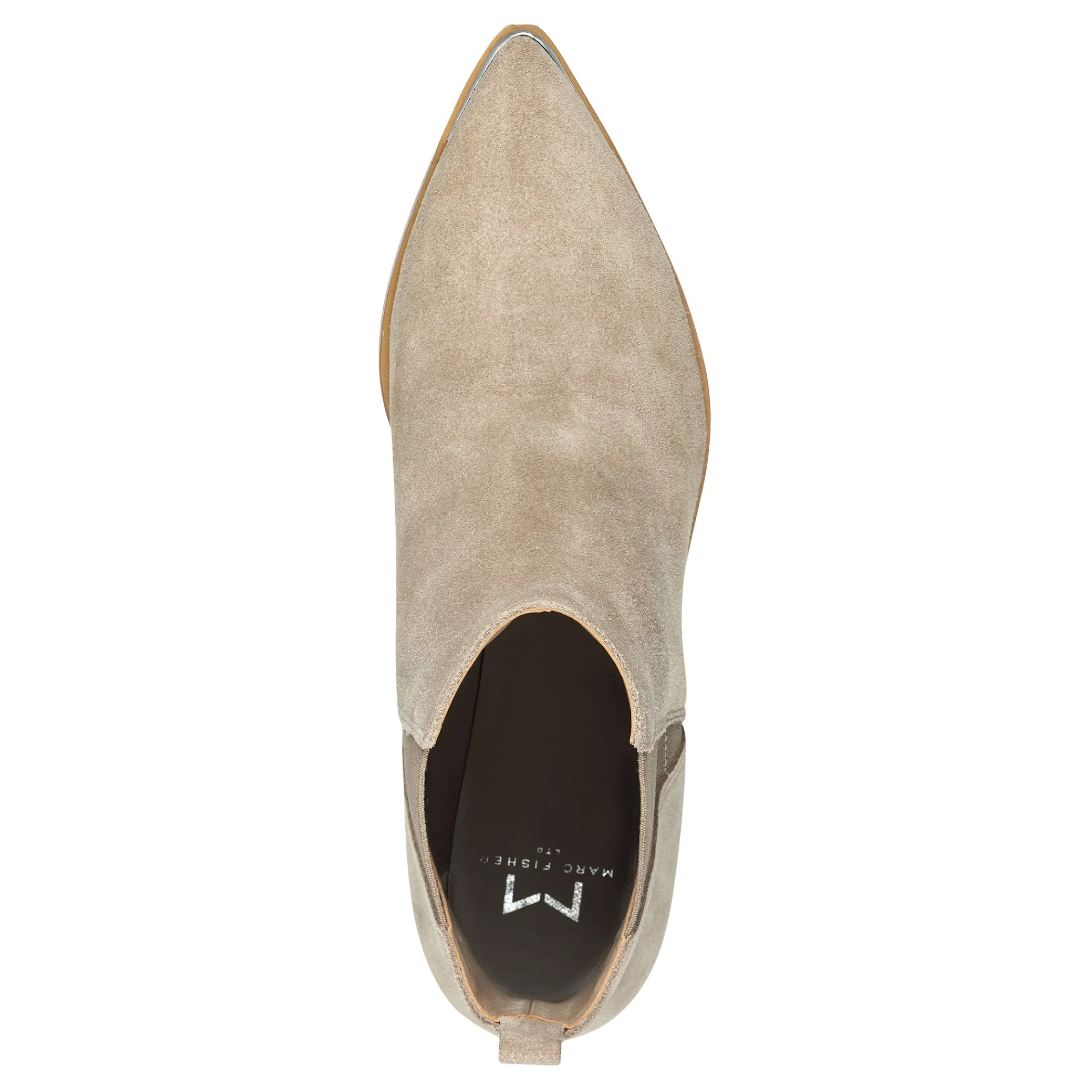 Best Sale Marc Fisher Yale Pointy Toe Chelsea Bootie Taupe Suede