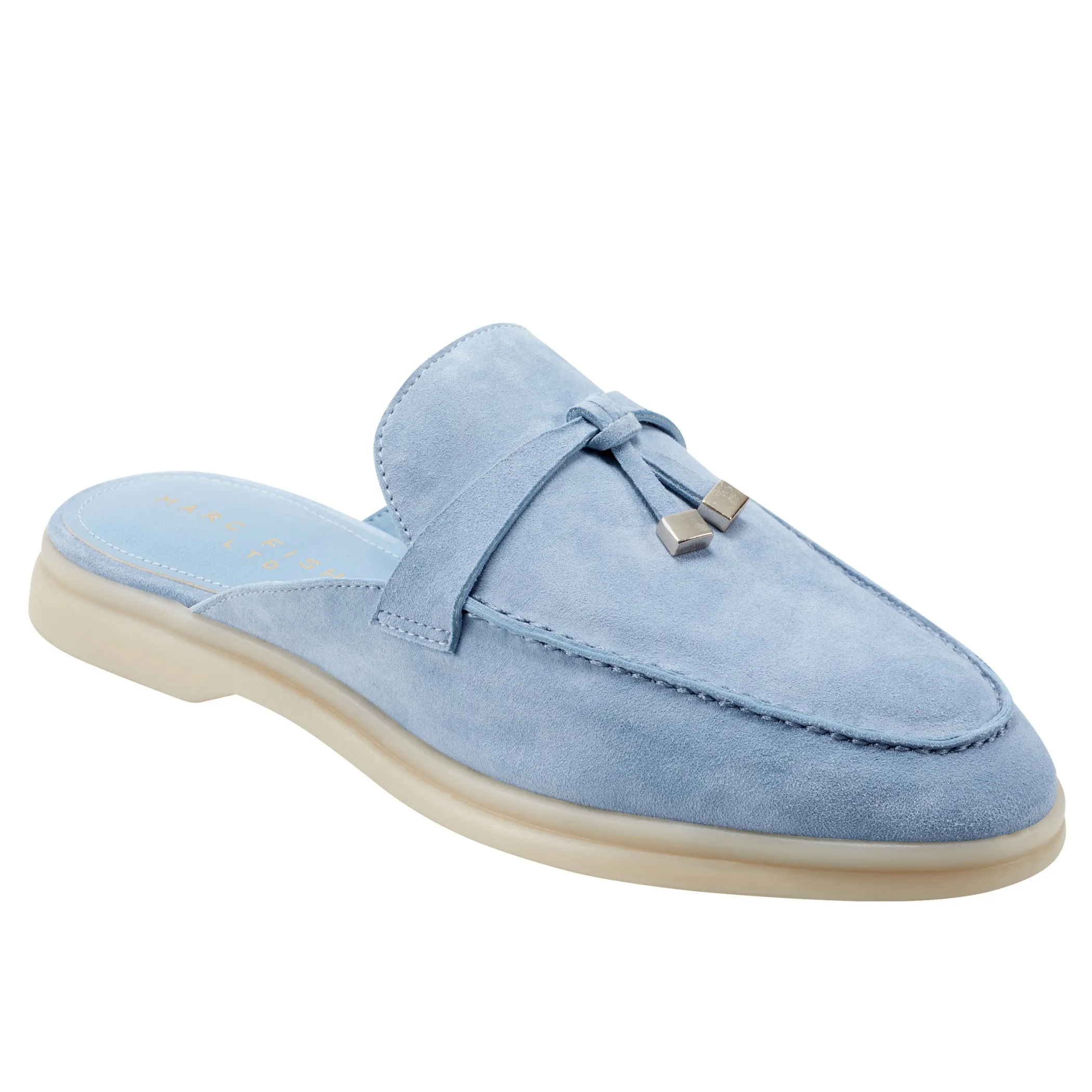 Best Sale Marc Fisher Yarila Loafer Mule Light Blue Suede