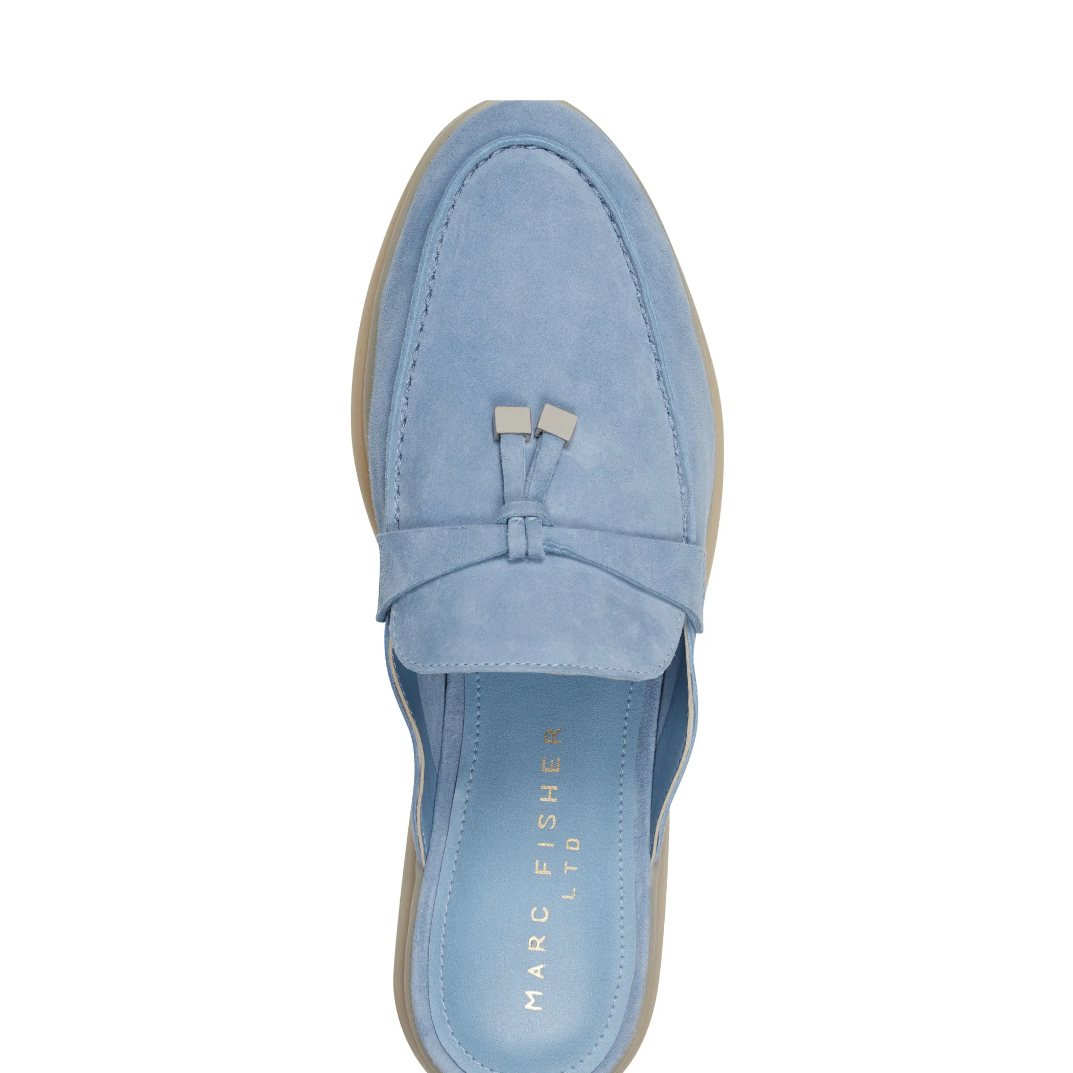 Best Sale Marc Fisher Yarila Loafer Mule Light Blue Suede