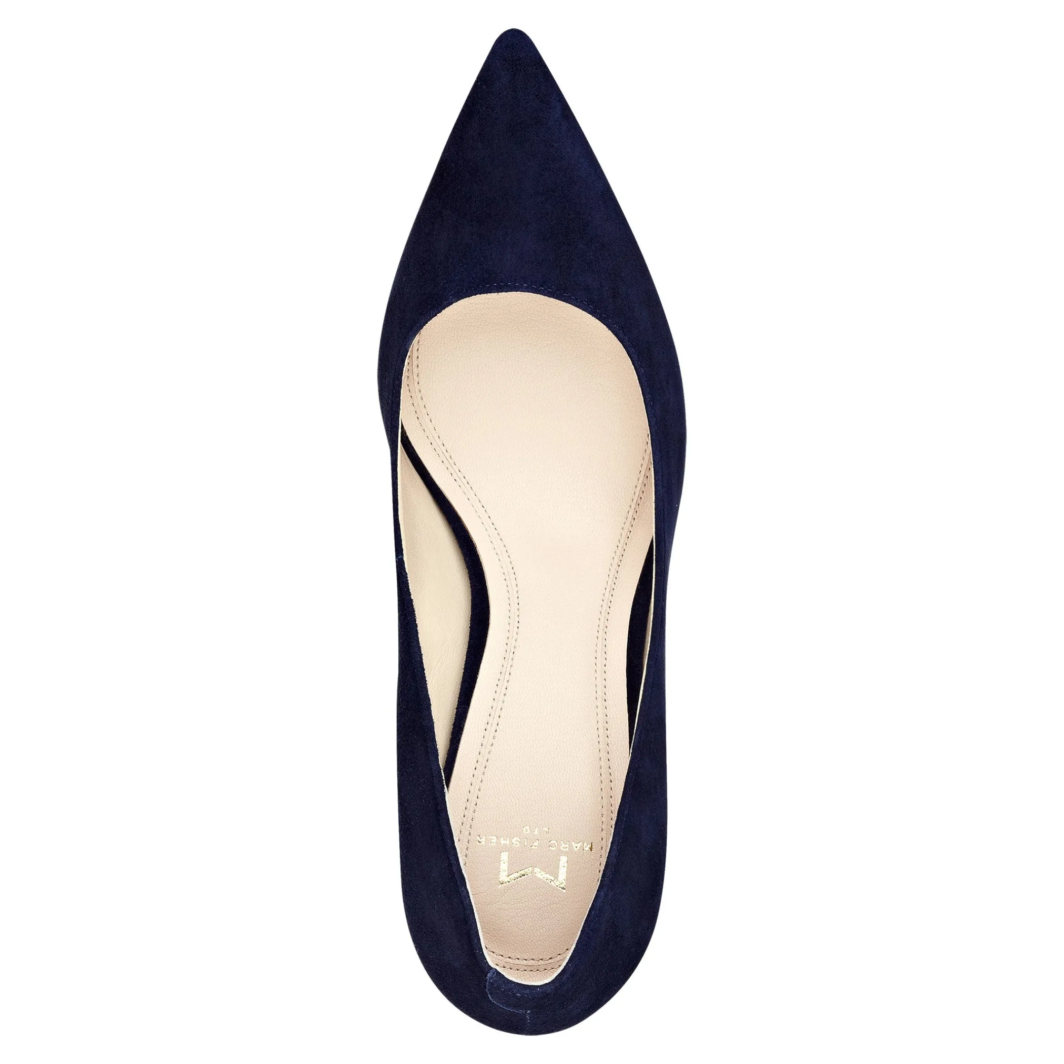 Outlet Marc Fisher Zala Block Heel Pointy Toe Pump NAVY SUEDE