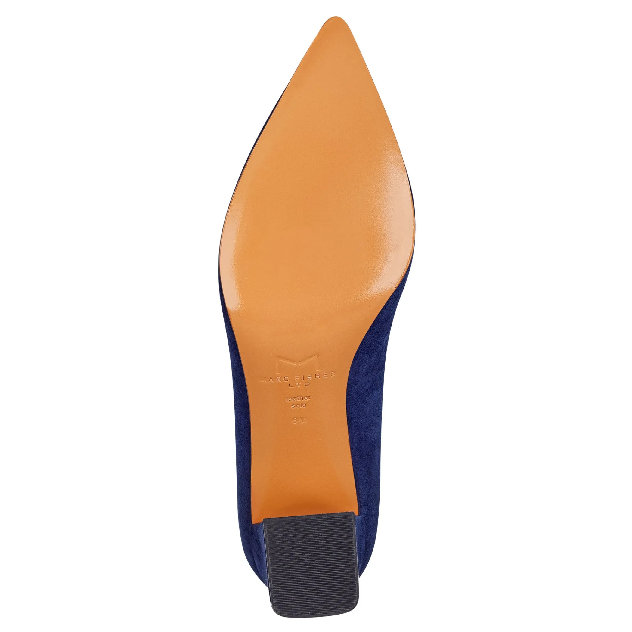 Outlet Marc Fisher Zala Block Heel Pointy Toe Pump NAVY SUEDE