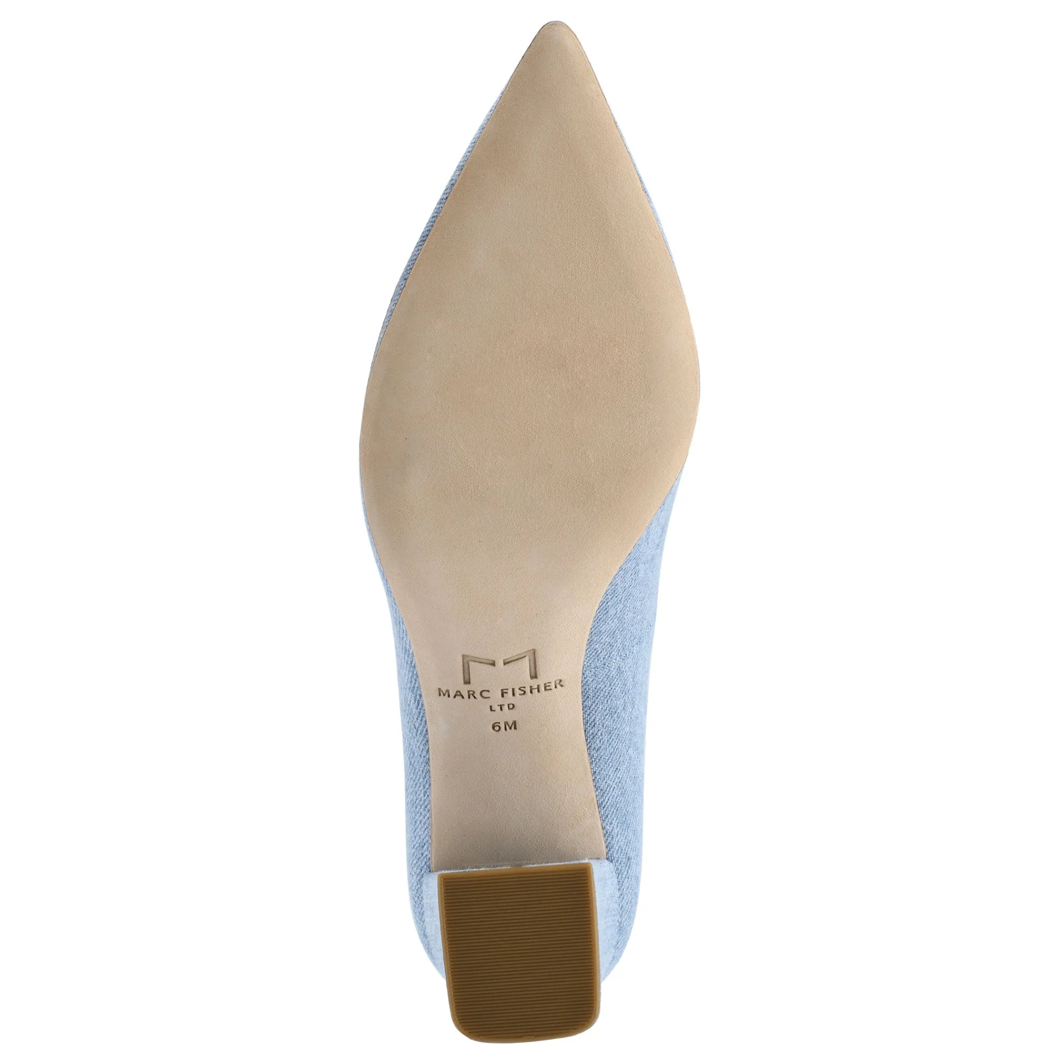 Discount Marc Fisher Zala Block Heel Pointy Toe Pump Light Blue Denim